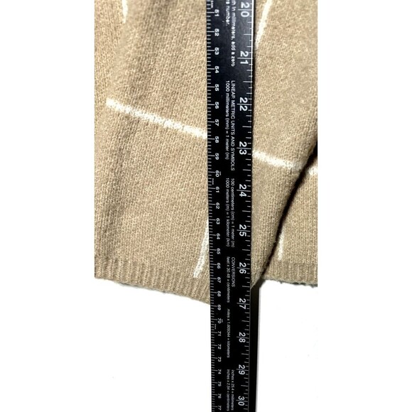 LUMIÈRE Anthropologie Sweater Women's Tan Windowpane Pullover Size Medium - Picture 6 of 6
